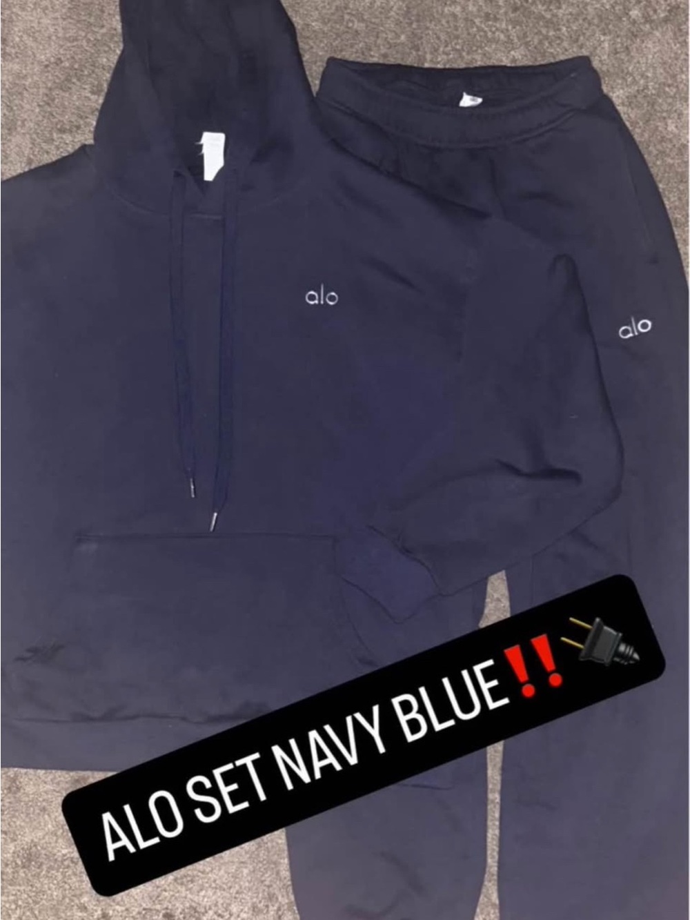 ALO Yoga Men's Navy Crewneck Hoodie & Sweatpants Set